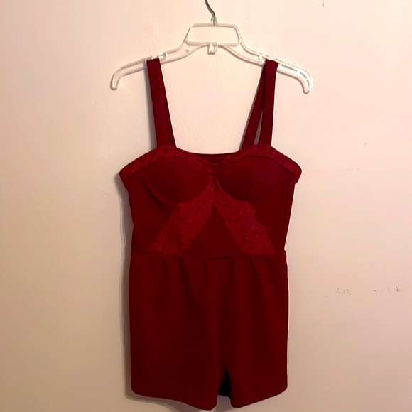 Burgundy Lace design Romper - Picture 1 of 5